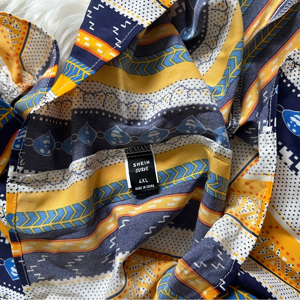 NEW Shein Curve Women’s Plus Size Yellow & Blue Toned Striped Blouse SZ 2X💛 - Picture 9 of 11